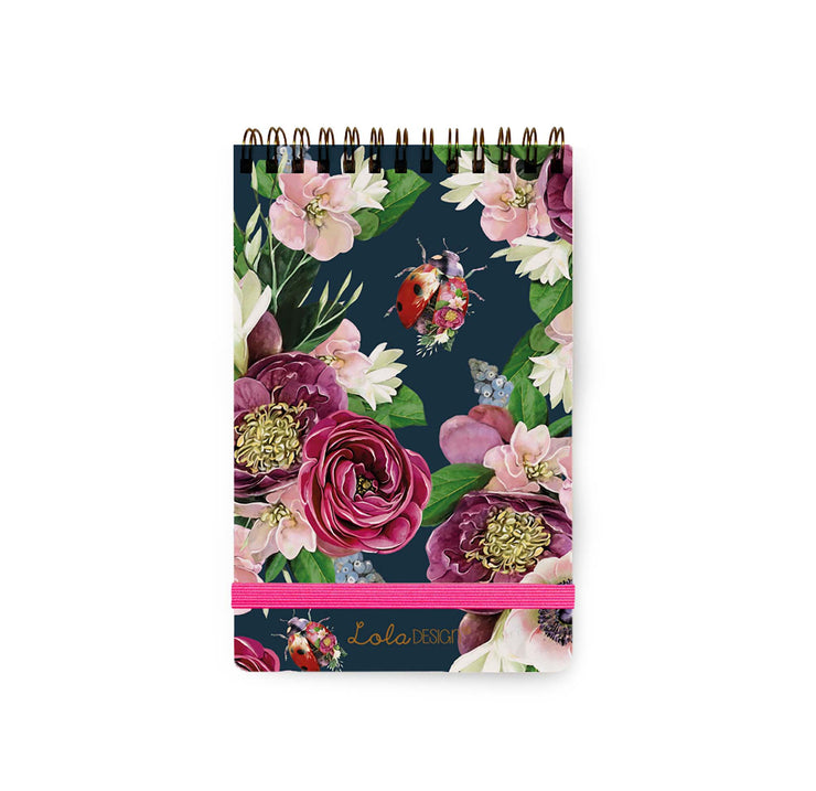 Ladybird Pattern Spiral Reporter Notepad with Elastic Closure - Lola Design Ltd