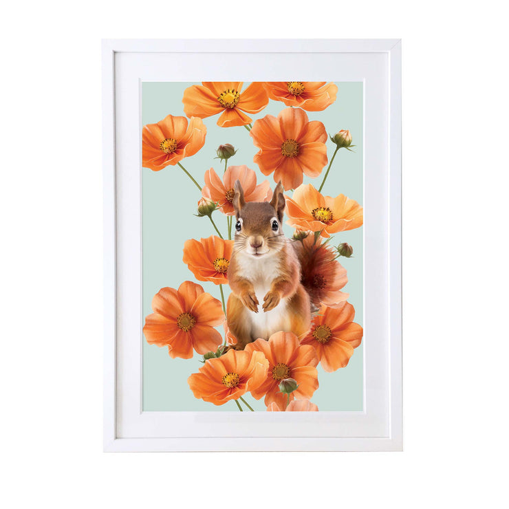 Full Bloom Red Squirrel Art Print - Lola Design Ltd
