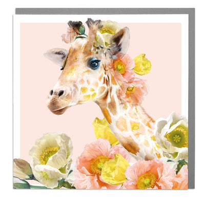 Giraffe with Poppies Card by Lola Design - Lola Design Ltd