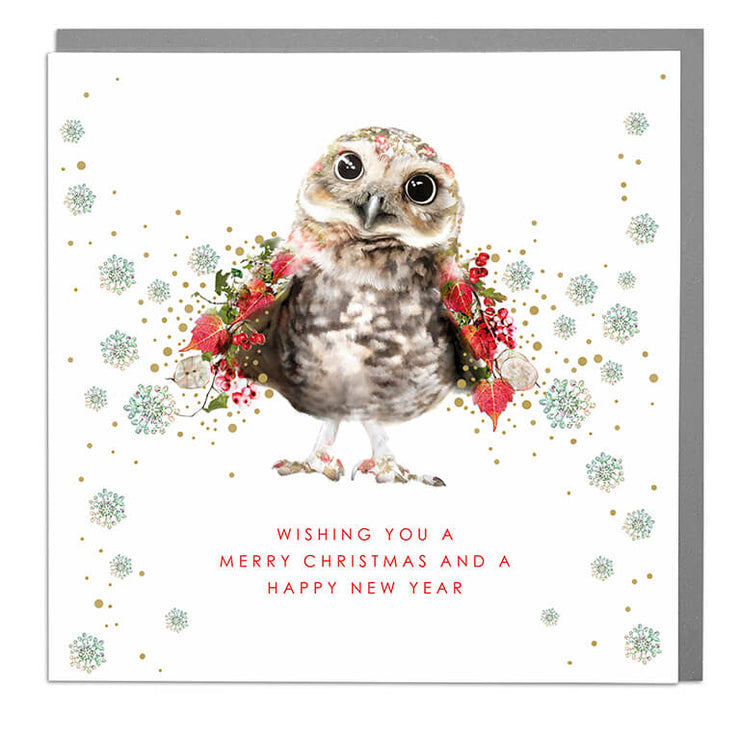 Tiny Owl Merry Christmas Card - Lola Design Ltd