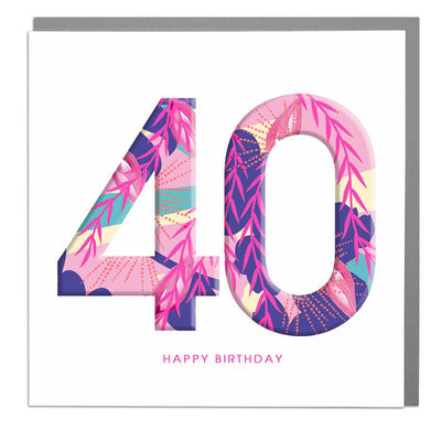 40th Happy Birthday Card - Lola Design Ltd