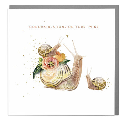 Snails Congratulations New Baby Twins Card - Lola Design Ltd