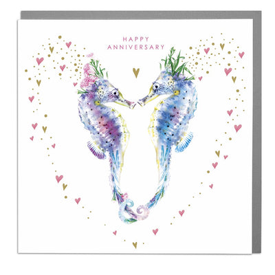 Seahorses Happy Anniversary Card - Lola Design Ltd