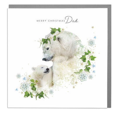 Polar Bear And Cub Dad Christmas Card by Lola Design - Lola Design Ltd