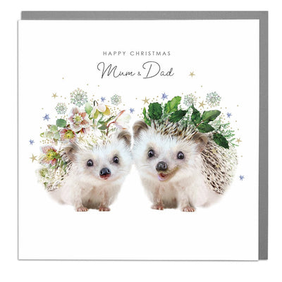 Two Hedghogs Mum And Dad Christmas Card by Lola Design - Lola Design Ltd