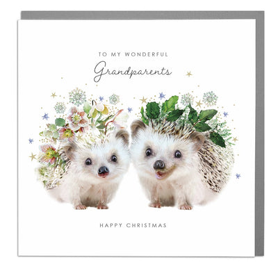 Two Hedghogs Grandparents Christmas Card by Lola Design - Lola Design Ltd