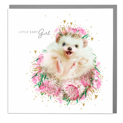 Hedgehog - New Baby Girl greeting card by Lola Design - Lola Design Ltd