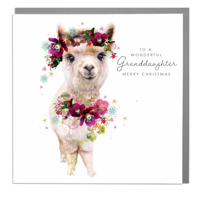 Alpaca - Granddaughters Christmas card by Lola Design - Lola Design Ltd