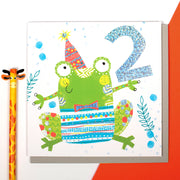 Frog Age 2 Birthday Card - Lola Design Ltd