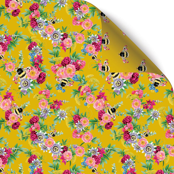 Botanical Bee Double Sided Gift Wrap (2 Sheets) - Lola Design Ltd