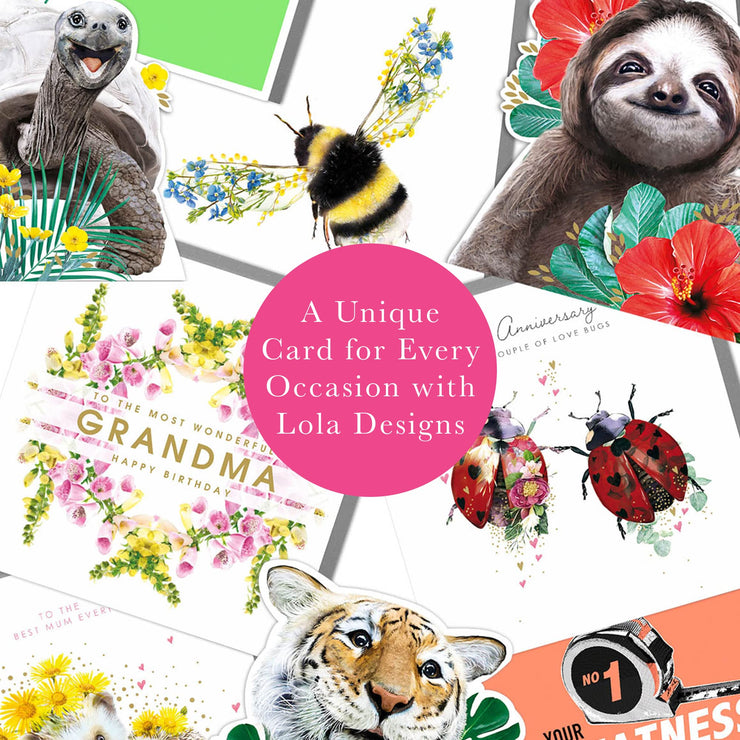 Zebra with Exotic Flowers Blank Art Card by Lola Design - Lola Design Ltd