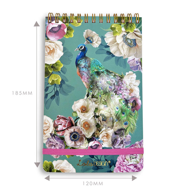 Peacock Reporter Notepad with Elastic Closure - Lola Design Ltd