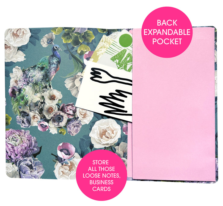 Hardback Peacock Journal with Elastic Closure - Lola Design Ltd