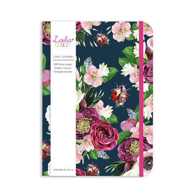 Ladybird Pattern A5 Hardback Journal with Elastic Closure - Lola Design Ltd