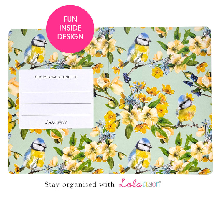 Hardback Blue tit Journal with Elastic Closure - Lola Design Ltd