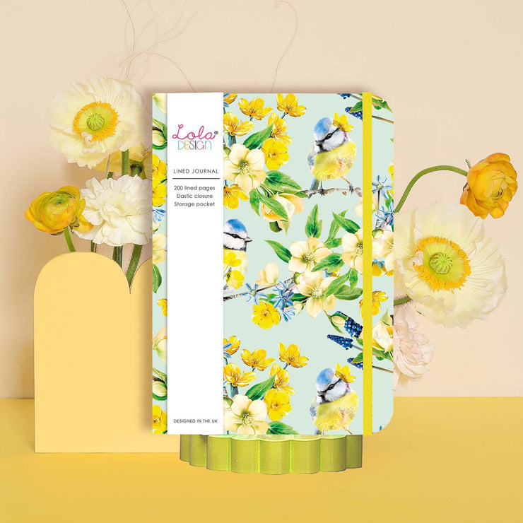 Hardback Blue tit Journal with Elastic Closure - Lola Design Ltd