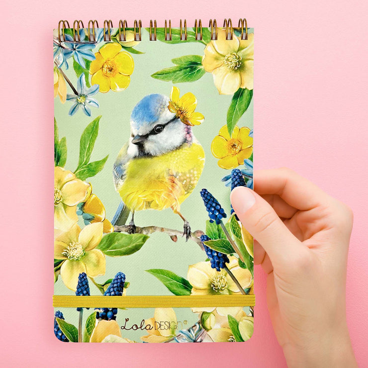 Blue Tit Reporter Notepad with Elastic Closure - Lola Design Ltd
