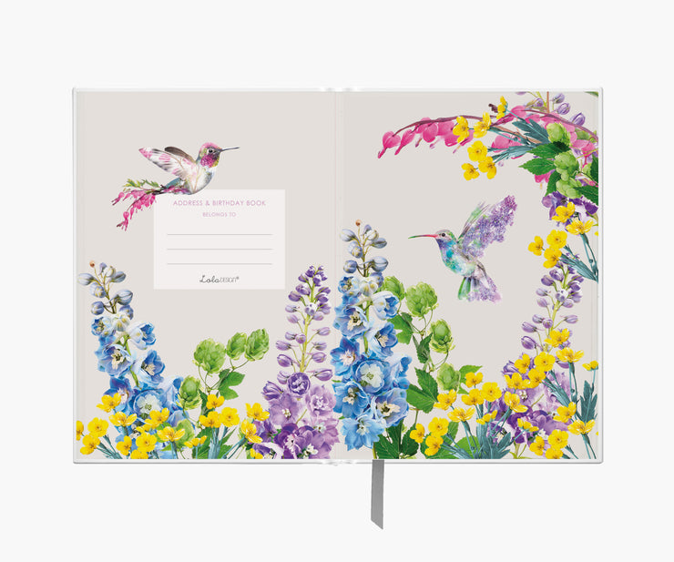 Hummingbird A5 Hardback Address and Birthday Book - Lola Design Ltd