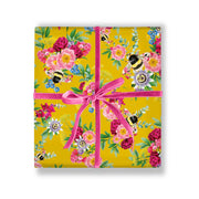 Botanical Bee Double Sided Gift Wrap (2 Sheets) - Lola Design Ltd