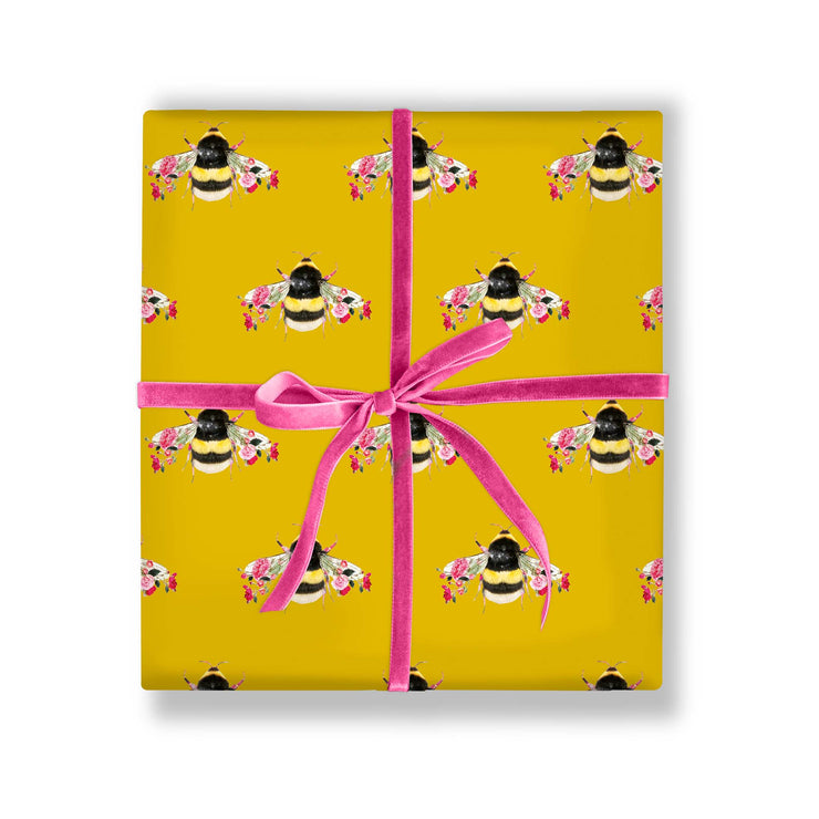 Botanical Bee Double Sided Gift Wrap (2 Sheets) - Lola Design Ltd