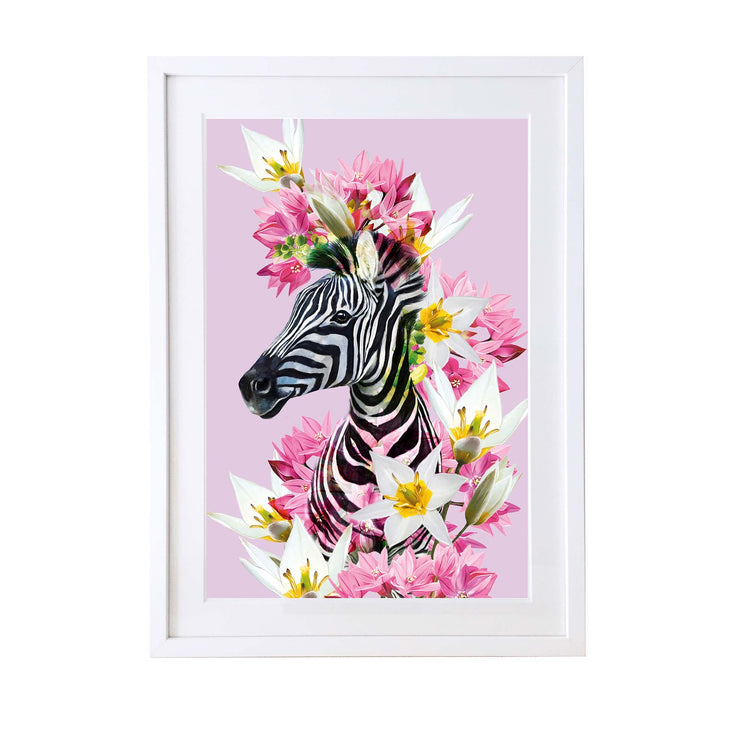 Full Bloom Zebra Art Print - Lola Design Ltd