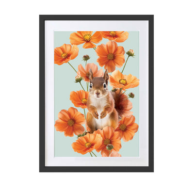 Full Bloom Red Squirrel Art Print - Lola Design Ltd