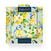 Pack of Six Blank Blue Tit Pattern Notecards - Lola Design Ltd