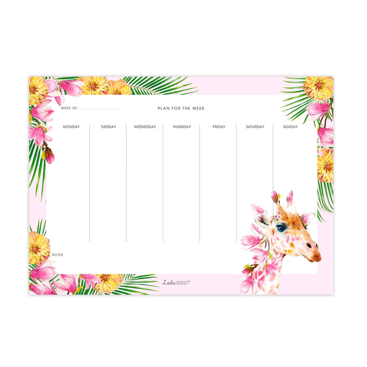Weekly Planner featuring Botanical Giraffe by Lola Design - Lola Design Ltd