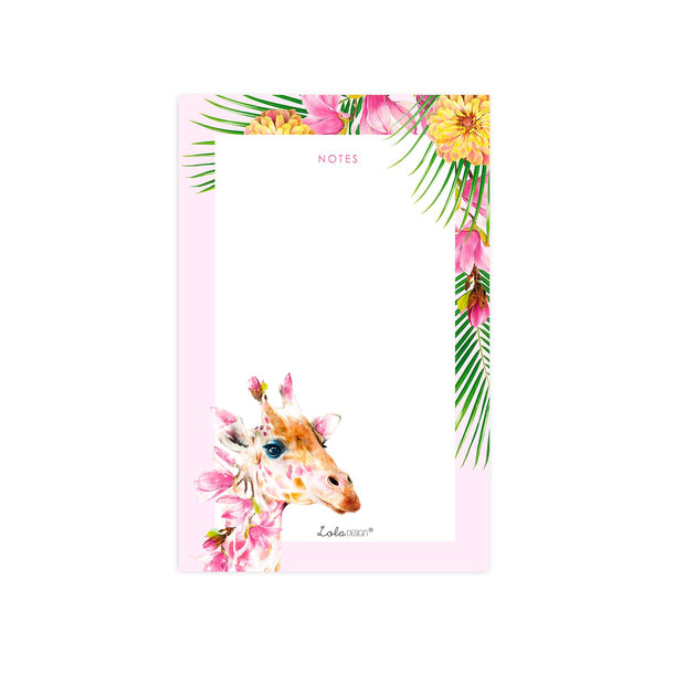 Giraffe Wildlife Botanical Notepad - Lola Design Ltd