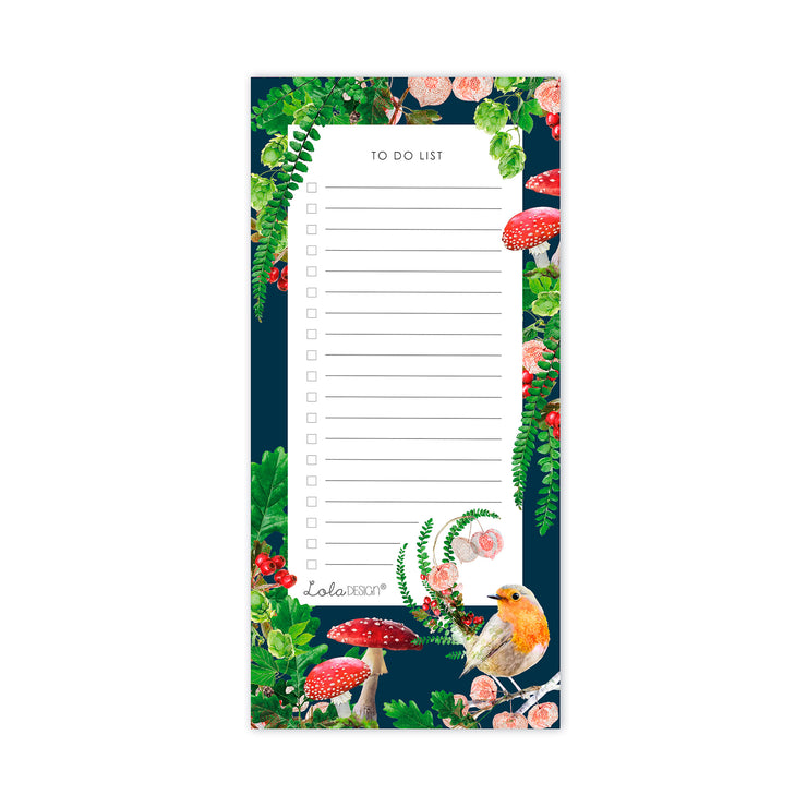 Winter Robin Magnetic To Do List Pad by Lola Design - Lola Design Ltd