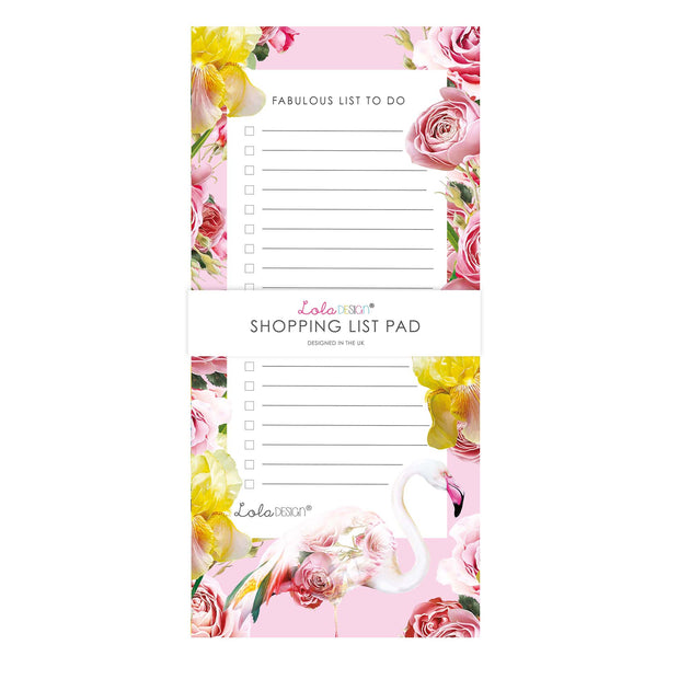 Magnetic To Do List Pad Featuring Botanical Flamingo by Lola Design - Lola Design Ltd