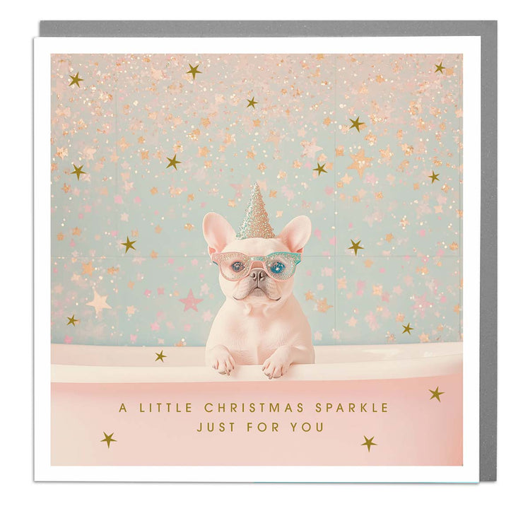 Frenchie - Christmas Sparkle Card by Lola Design - Lola Design Ltd