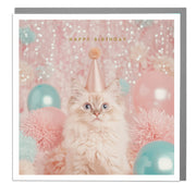 Cat Wearing a Party Hat - Happy Birthday Card by Lola Design