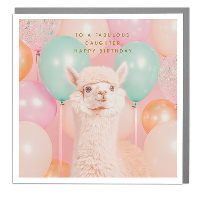 Alpaca and Balloons Daughter Birthday Card by Lola Design