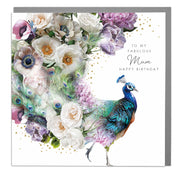 Peacock - To My Fabulous Mum - Birthday Card by Lola Design - Lola Design Ltd