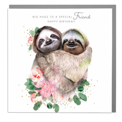 Hugging Sloths - Friends Birthday Card by Lola Design - Lola Design Ltd