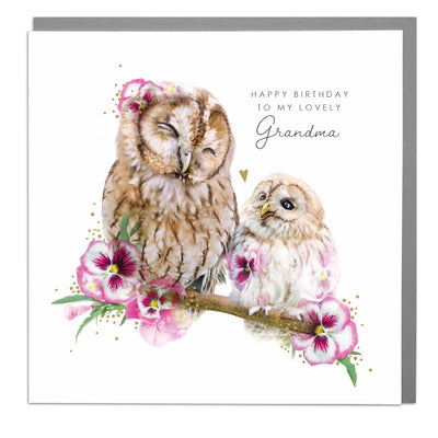 Owl - To My Lovely Grandma - Birthday Card by Lola Design - Lola Design Ltd