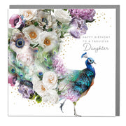 Peacock - Daughter Happy Birthday Card by Lola Design - Lola Design Ltd