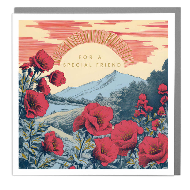 Red Flowers - Special Friend Card by Lola Design - Lola Design Ltd