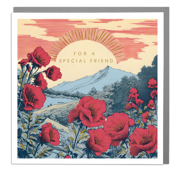 Red Flowers - Special Friend Card by Lola Design - Lola Design Ltd