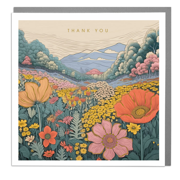 Flower Landscape - Thank You Card by Lola Design - Lola Design Ltd