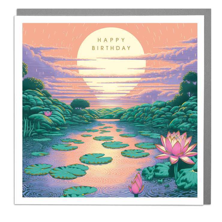 Lily Pond Happy Birthday Card by Lola Design - Lola Design Ltd