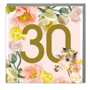 Age 30 - Giraffe Greeting Card by Lola Design - Lola Design Ltd