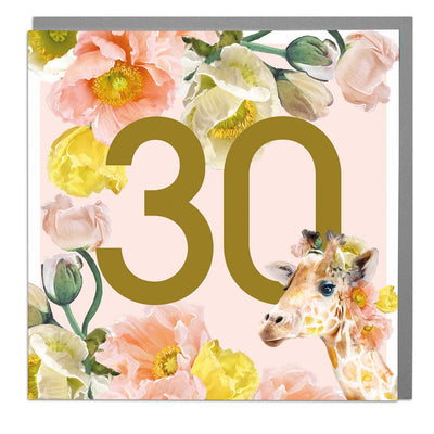 Age 30 - Giraffe Greeting Card by Lola Design - Lola Design Ltd