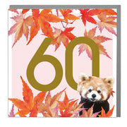 Age 60 - Red Panda Greeting Card by Lola Design - Lola Design Ltd