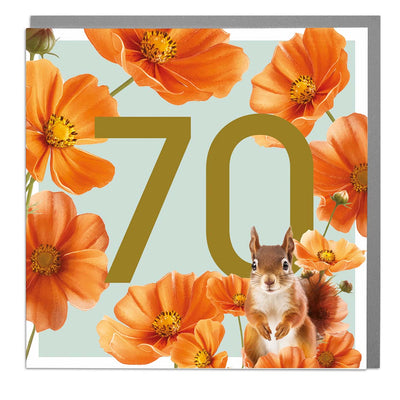 Age 70 - Squirrel Greeting Card by Lola Design - Lola Design Ltd