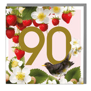 Age 90 - Black Bird Greeting Card by Lola Design - Lola Design Ltd
