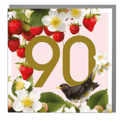 Age 90 - Black Bird Greeting Card by Lola Design - Lola Design Ltd