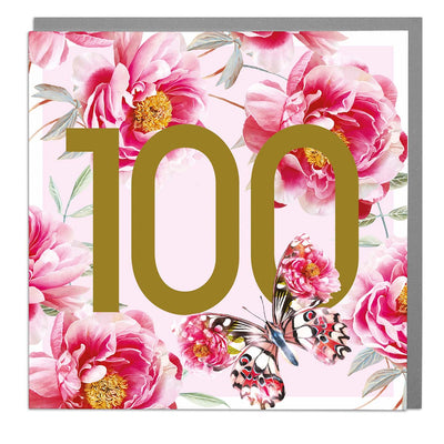Age 100 - Butterfly Greeting Card by Lola Design - Lola Design Ltd
