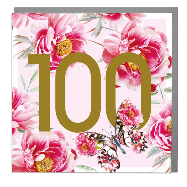 Age 100 - Butterfly Greeting Card by Lola Design - Lola Design Ltd